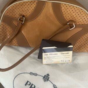 Authentic Vintage Prada Vitello Drive Bowling yellow leather purse / handbag